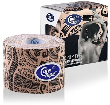 CureTape® Kinesiotapes | Waterproof & Latexfreies Kinesiologie Tape | Elastisches Kinesiotape | Sporttape mit Tattoo Muster | Physio Tape für Verletzungen & Beschwerden | TÜV-Zertifiziert | 5cm x 5m
