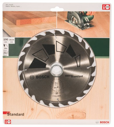 Bosch 1x Kreissägeblatt Standard (Sägeblatt für Holz, Ø 190 x 2.2/1.5 x 30/24 mm, 24 Zähne, ATB, mit 1x Reduzierring 24 mm, Zubehör Kreissäge)