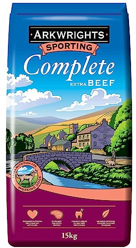 Arkwrights Sporting Dry Dog Food with Extra Beef 15kg - Complete Nutrition for Working and Sporting Adult Dogs - Dry Biscuits for Active Dogs