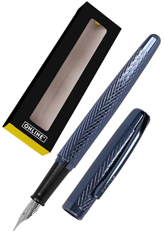 Online Füllhalter Eleganza I Metall I Design Diamond Night I Federstärke M I Metallclip I inkl. Tintenpatrone Schreibfarbe Blau I Füller Blau für Standard-Tintenpatronen inkl. Geschenkverpackung