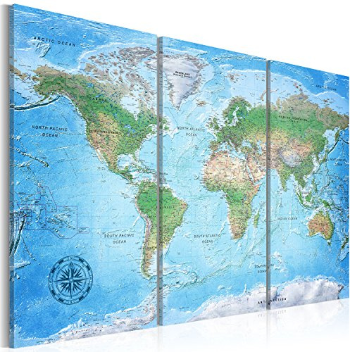 B&D XXL - Pinnwand Lernkarte Reise Landkarte, 135x90 cm, Geschenkidee, Büro | Kombiniert Pinnwand und Wandbild, praktisch und dekorativ, ideal fürs Büro oder Wohnzimmer, inspirierend, langlebig, stilvoll