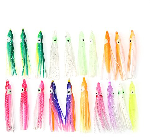 VGEBY 20pcs Squid Fishing Lures, Artificial Soft Octopus Skirts Saltwater Bait (6cm), PVC, Long-lasting, Realistic, Cost-effective
