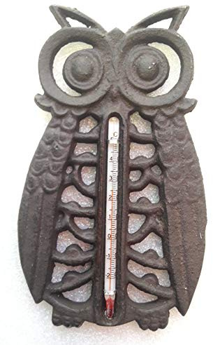 IDELLIA THERMOMÈTRE Hibou en Fonte