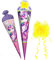 XXL - Schultüte - Einhorn - Regenbogen Unicorn - 35-100 cm - Größe wählbar - mit Holzspitze - 6 eckig - incl. Schleife - Tüllabschluß - Zuckertüte - Roth - ..