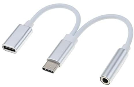 PremiumCord Adaptateur USB-C vers 3,5 mm + USB Type C Femelle pour recharger USB 3.1 Type C mâle vers Jack AUX Audio