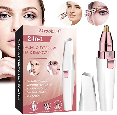 Depiladora Facial Eléctrica USB Recargable 2 en 1 Para Mujer - Cejas, Labios, Cuerpo y Vello Facial