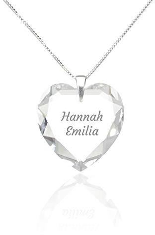 Herzkette 925 Sterling Silber SWAROVSKI ELEMENTS Herz Crystal Gravur Anhänger Namenskette mit mehreren Wunschnamen. …