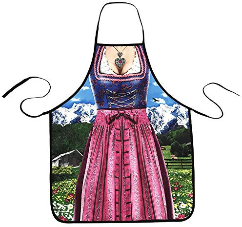 MOMOONNON Dirndl Apron for Women - German Lederhosen Apron for Oktoberfest & Bavarian Kitchen Cooking, Grilling, BBQ & Baking