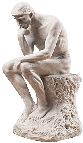 LECMACY Hochwertige Retro-Denkerstatue, Retro, kaltgegossene Bronze, 24 cm, Design der Rodin-Denker-Statue, 14 cm (B x T x H), Sandstone Color