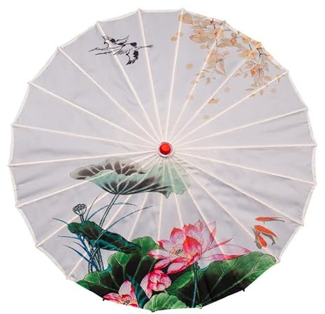 Vocttaiy Parasol Chinese Style Classical Oil Paper Umbrella Rainproof Umbrella, Parasol Pendent Floral Mulitcolor Paper and Bamboo Painted Paper Parasol (G)