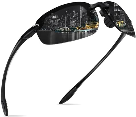 WISTON Sports Polarized Sunglasses for Men Women Tr90 Rimless Frame for Running Fishing Baseball Driving W8001 Black