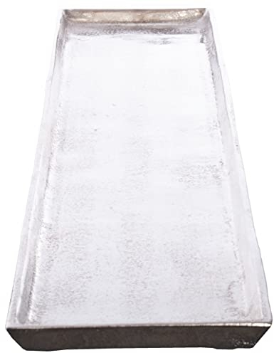 Brandsseller Deko-Tablett 75,5x13,5 cm Deko-Teller Dekoschale Aluminium RAW OPTIK Silbern Rechteckig