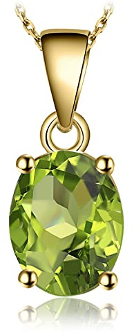 JewelryPalace Oval Echt Edelstein Amethyst Citrin Garnet Peridot Topas Solitär Anhänger 45CM, Kette mit Naturstein Schmuck Set, Halskette Damen Silber 925 Collier Damen, Schmuck Mädchen Rosegold Gold
