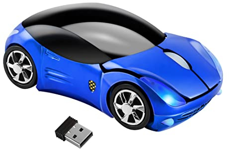 Souris Ordinateur Sans Fil en forme de voiture de sport,Optique Souris Sans Fil 2,4G avec Récepteur USB,1600DPI,PC Souris Ergonomique Portable Cadeaux d'anniversaire pour Enfants et Adult Bleu