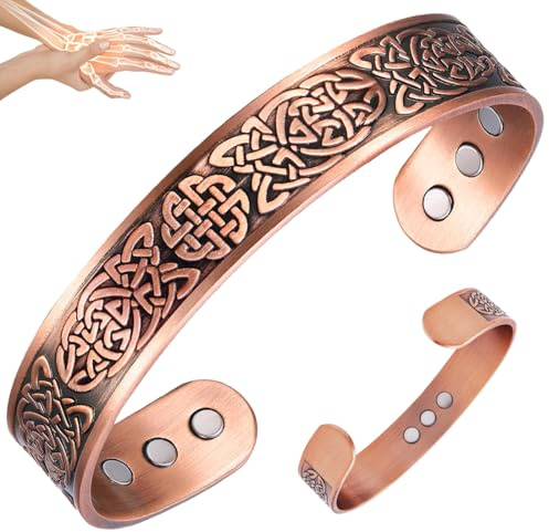 Vicmag Copper Bracelet for Men Magnetic Bangle 3800 Gauss Magnets | 9X Strength, 99.99% Pure Copper, Adjustable Size, Present Box, Cooper bracelet