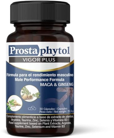 Prostaphytol Vigor Plus | Bienestar Masculino | Fórmula Natural para Hombres con Maca y Ginseng | Vitalidad, Bienestar y Energía | Fabricado en España | 30 Cápsulas