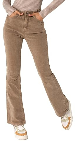 Nina Carter J221 Pantaloni da donna a vita alta bootcut stretch in velluto a coste vellutato stile vintage a zampa di elefante jeans in velluto, M
