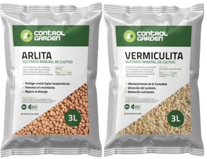 Control Garden Pack Arlita 3L + Vermiculita 3L | Sustrato para Plantas y Cultivos Interior y Exterior | Fabricado en España