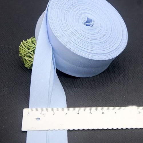 Schrägband Baumwolle 30mm Gefalzt 33 Farben zum nähen Nahtband (Hellblau, 10 Metre)