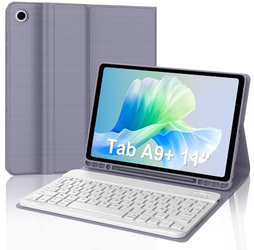Étui Clavier pour Samsung Galaxy Tab A9+ 11 2023, (SM-X210/X216/X218) | Housse Clavier pour Samsung Tab A9 Plus Magnétique Détachable AZERTY Bluetooth, Violet