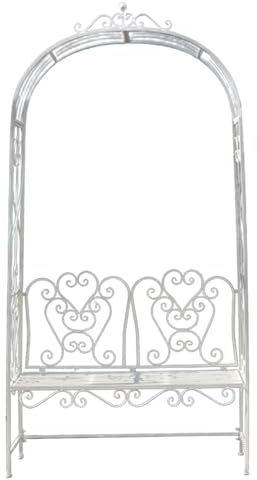Banc De Jardin, Arche De Jardin avec Banc, Banc D'extérieur en Forme De Dôme, Parfait pour Les Vignes, Les Plantes Grimpantes, Le Patio, Le Porche Et La Pelouse(Retro White)