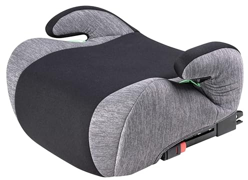 WALSER CarComfort Kinder Sitzerhöhung Auto ISOFIX, bequemer Kindersitz Auto 125-150 cm leicht waschbar, Kindersitzerhöhung Auto Raffi Norm ECE R 129, Sitzerhöhung Auto Kindersitz schwarz/grau