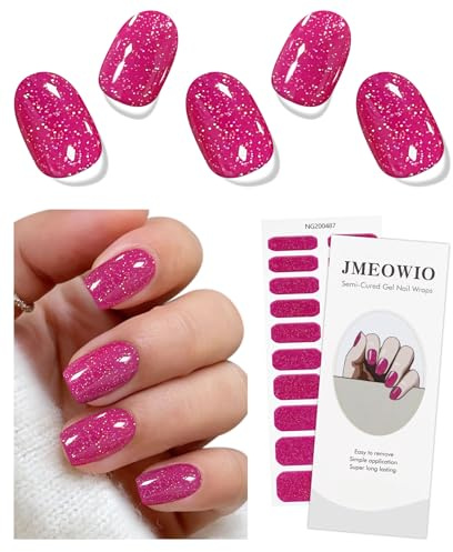 JMEOWIO Nagelfolie Glitzer Rosa Gel Nail Nagelfolien Selbstklebend Nagelsticker Uv Härtend Dekoration Nageldesign Zubehör