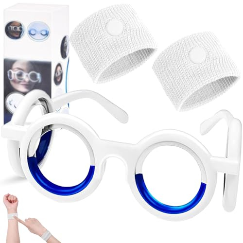 lankai 3 Piezas Anteojos Antimareos Set, Pulseras Antimareo Niños Y Adulto | Anteojos Portátiles Para Aliviar Las Náuseas, Aliviar El Mareo, Con Pulsera De Acupresión Contra Náuseas, Para Mareos