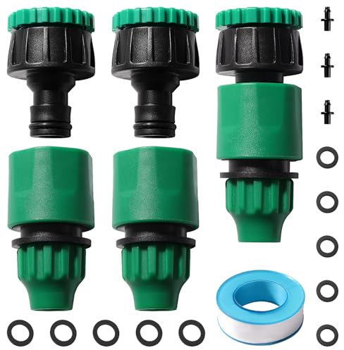 VooGenzek 6 ST G1/2 G3/4 till 8/12 mm 4/7 mm Mikroslanganslutning, Snabbkoppling för Bevattning, Krankoppling i Plast, för Kranar och Slangar Utomhus