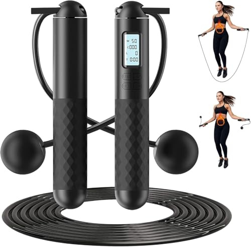 Ropeless Skipping Rope - Cordless Jump Rope With Digital Counter, Portable Wireless Jump Rope, Ropeless Skipping Rope For Women Men Adults Kids Fitness, Workout Exercise Cardio (black)