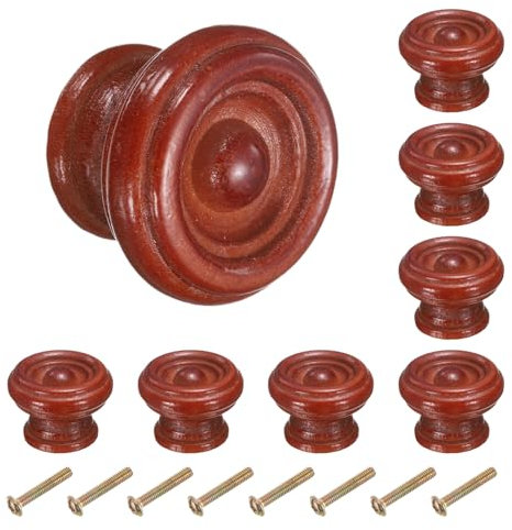 QUARKZMAN 8 Stück Runde Holzknöpfe, 37mm/1,5 Pilzform Küchenschrank Knöpfe Einzel Loch Schubladen Ziehgriffe Dekorative Möbel für Schublade Kommode Kleiderschrank, Khaki