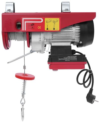 Cable eléctrico de 250 kg, cabrestante eléctrico de 220 V, con mando a distancia, gancho individual/doble, cuerda de 12 m, cabrestante de motor de 550 W