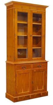 Vitrinenschrank 2-türig Bücherschrank im englischen Stil Kredenz in Eibe B: 98 cm -11547-