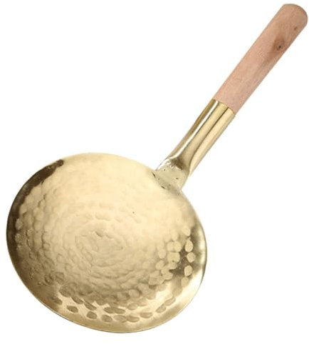 BEBEMOKO Mestolo Da Cucina in Acciaio, Cucchiaio Per Tofu Manico Corto Ergonomico, Paletta Multifunzione Per Servire Riso e Minestre Uso Domestico