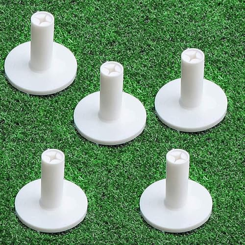 AXKAL Rubber Golf Tees 1.5 2.0 Height Options with Cross Design 5 Pack for Golf Practice Mat, White Black Durable Tees for Driving Range, Tee Holder Set All-Weather Design for Hitting Mats