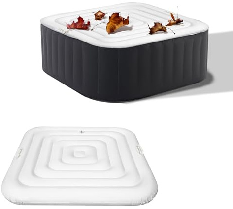 Whirlpool Abdeckung 140 cm, Poolabdeckung Aufblasbar mit Griff, Thermoabdeckung Whirlpool im Freien mit Inflations und Deflationsventil Winddicht Regendicht isolierter für 2-4 Personen (Quadrat 140cm)