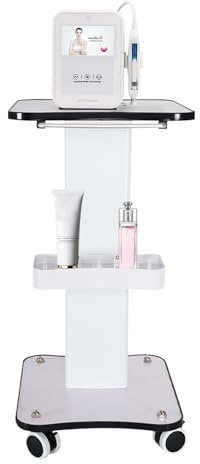 Chariot cosmétique avec 3 étagères et roulettes, en fer et bois ABS, hauteur 67 cm, capacité de charge 15 kg, chariot mobile pour salon de coiffure, spa, studio et cabinet