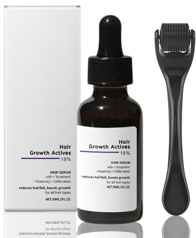 30ml Sérum de Croissance Capillaire avec 0.5mm Derma Roller, pour la Croissance des Cheveux, Adapté aux Cheveux Clairsemés et à la Perte de Cheveu