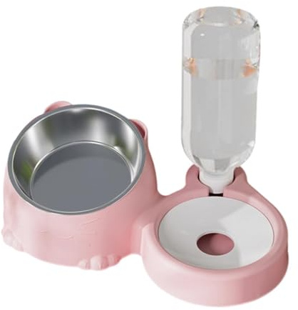 TAIZhiChen Gamelles Doubles pour Chat, mangeoire surélevée pour Animaux de Compagnie, Ensemble de gamelles pour Nourriture et Eau pour Lapin, Rose