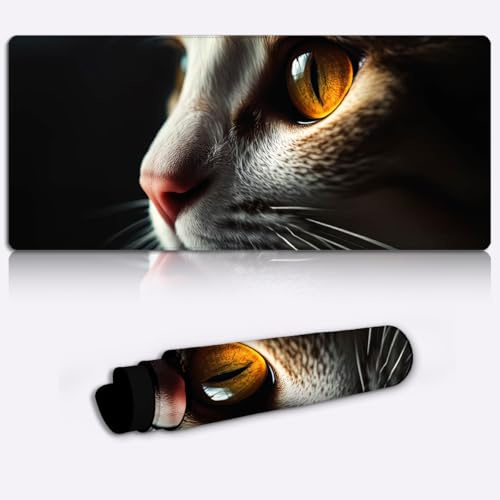 glowing feline eye Gaming Mouse Pad Non-Slip Rubber Base Pad Office Home Novelty Printed Desk Accessory Laptop Desktop Printed Art Ergonomic 600 * 350 * 4mm