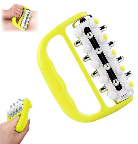 Myofaszialer Massageroller für Tiefengewebe, Hand-Körpermassagegerät zur Lymphdrainage für Beine und Arme, Cellulite-Massage, Gelb