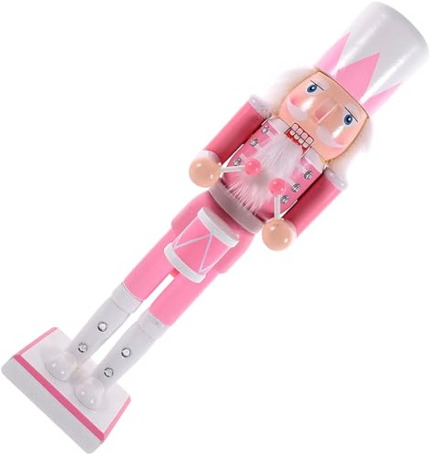 ELAYARD Cascanueces de Madera Navideño de 25 CM Soldado Decorativo Rosa para Mesa Figura Tradicional para Decoración de Navidad y Ventanas Adorno Navideño Festivo 1 Pieza
