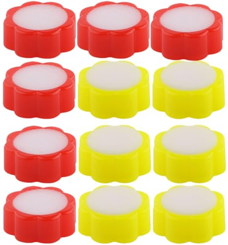 DINHEAROM 12 Spugne Umidificatore per Dita a Forma di Fiore in Plastica, Set da 12 Pezzi (rosso e Giallo), Strumento per Contare Banconote e Forniture per Ufficio Bancario, per Cassieri