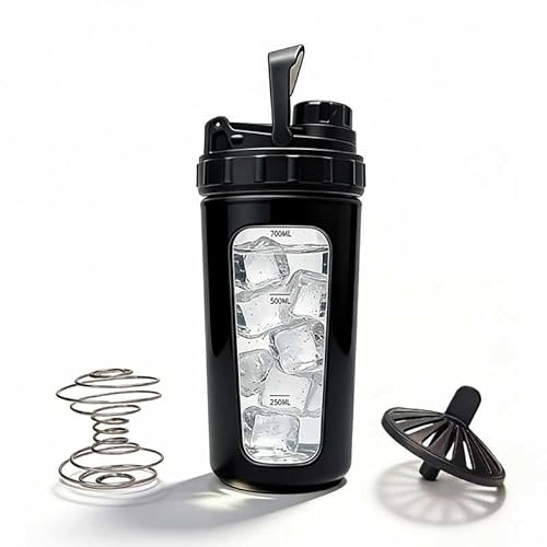 26oz Glass Protein Shaker Bottle with Non-Slip Sleeve, Borosilicate Glass Shaker Cup for Protein Shakes, Smoothies, Iced Coffee, Leak-Proof & BPA-Free Mixer Bottle for Gym, Workout, Sports