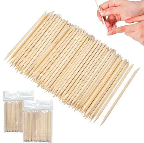 200 piezas de palo de madera de uñas, palo de cutícula palos de madera naranja, repelencia de la cutícula, palos de uñas de madera de doble cara palos de cutícula para uñas