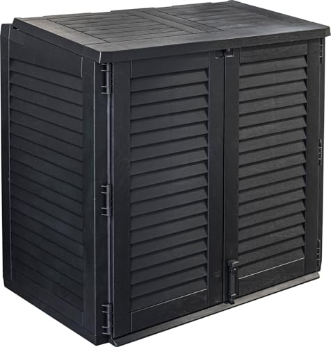 OutdoorOasis Outdoor Storage Box Maxi Cabinet with 3-Door Easy Access and Gas Spring Hinged Lid, Anthracite Grey, 117x74x110cm, 17.2kg