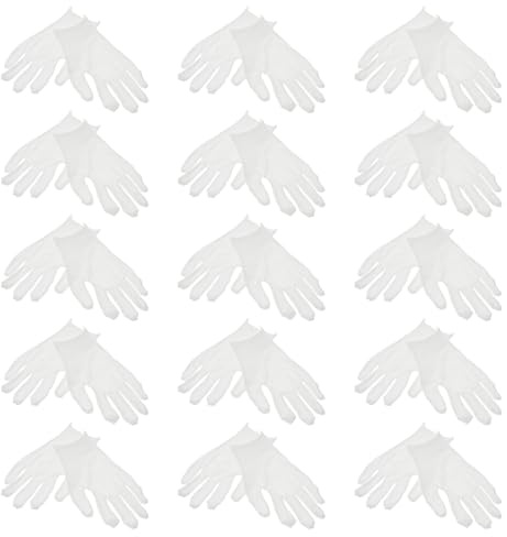 Toyvian 15 Pairs Cotton Hydrating Gloves for Overnight Use, White Color 21cm Length, Hand Skin Care for Bedtime and Spa