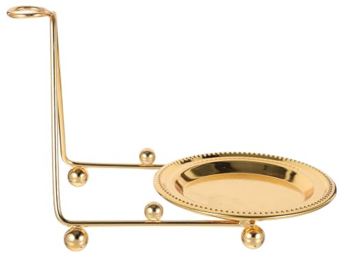 Toyvian Soporte para Taza y Platillo Dorado de Hierro con Base y Soporte para Cucharas, Estructura de Triple Apoyo Adecuado para Encimera de Cocina o Mesa de Comedor