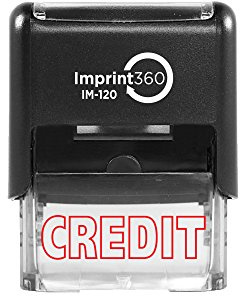 Supply360 AS-IMP1040 - Credit, Outlined Text, Heavy Duty Commerical Quality Self-Inking Rubber Stamp, Red Ink, 9/16 x 1-1/2 Impression Size, Laser Engraved for Clean, Precise Imprints