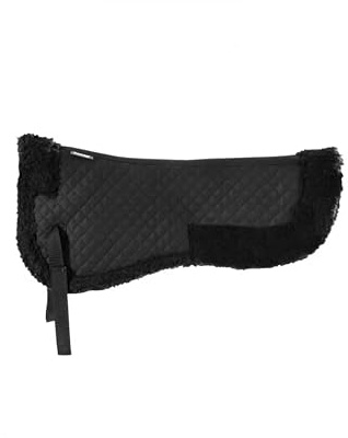 HORZE Kunstfell Pad, Korrekturpad, Mit Befestigungsschlaufen, Größe Pony/Warmblut, Weiß, Purpur, Rosa, Braun, Schwarz, Schwarz, F
